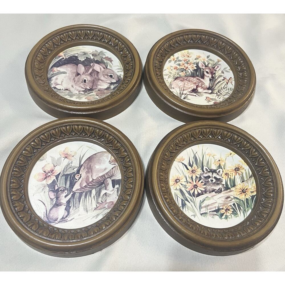 Vintage 1960s Woodland Animals Plastic Wall Art Decor Nursery/Kid's Room